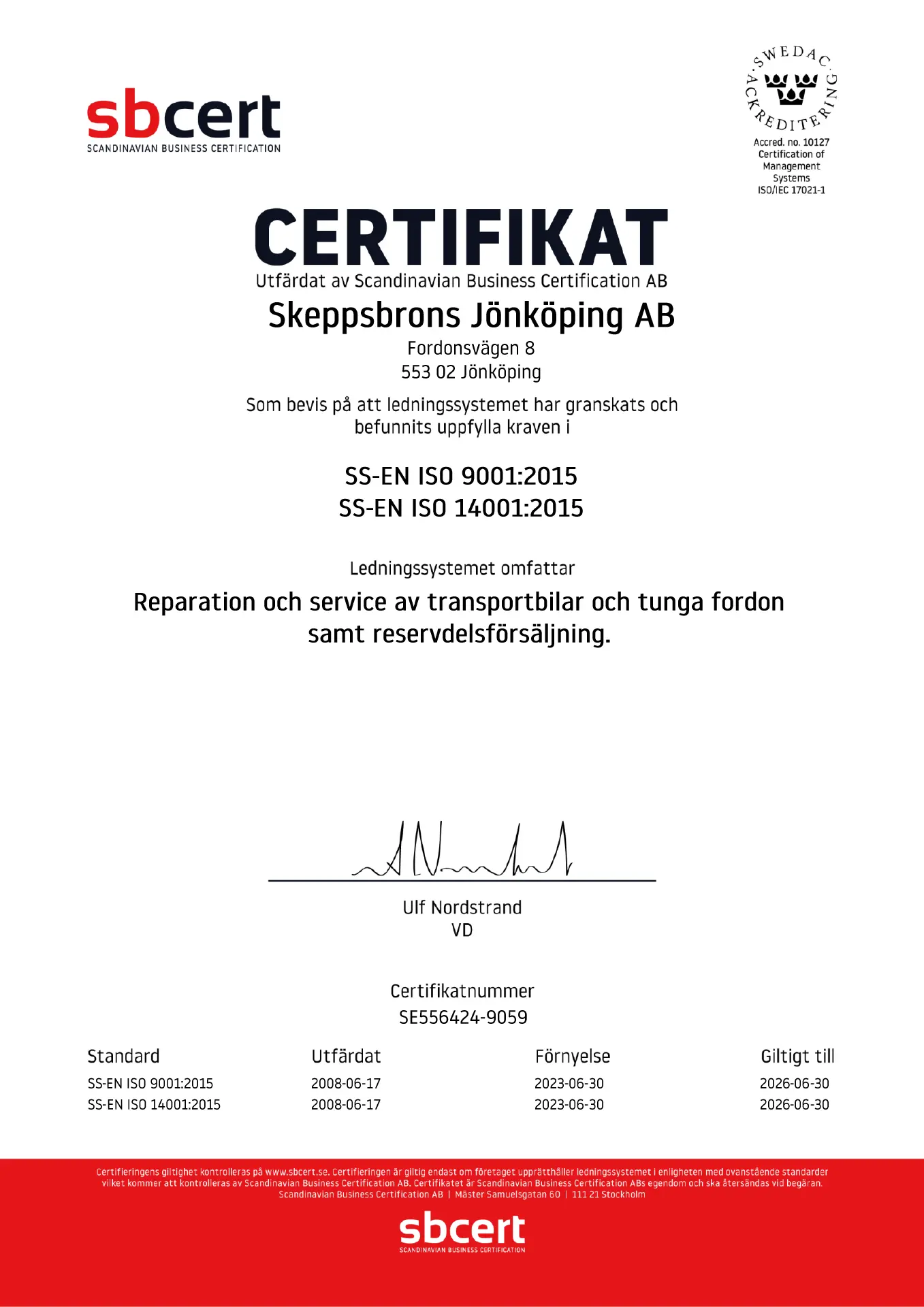 Certificat ISO